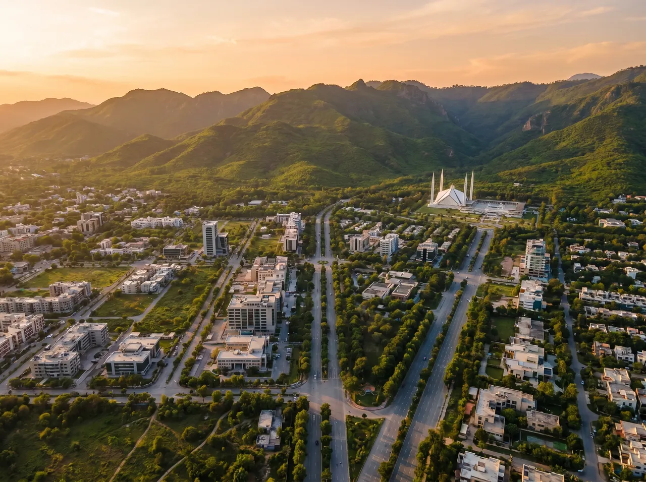 MacBook repair Islamabad · aerial view of Islamabad below the Margalla Hills · insured mail-in service to AppleForce Lahore