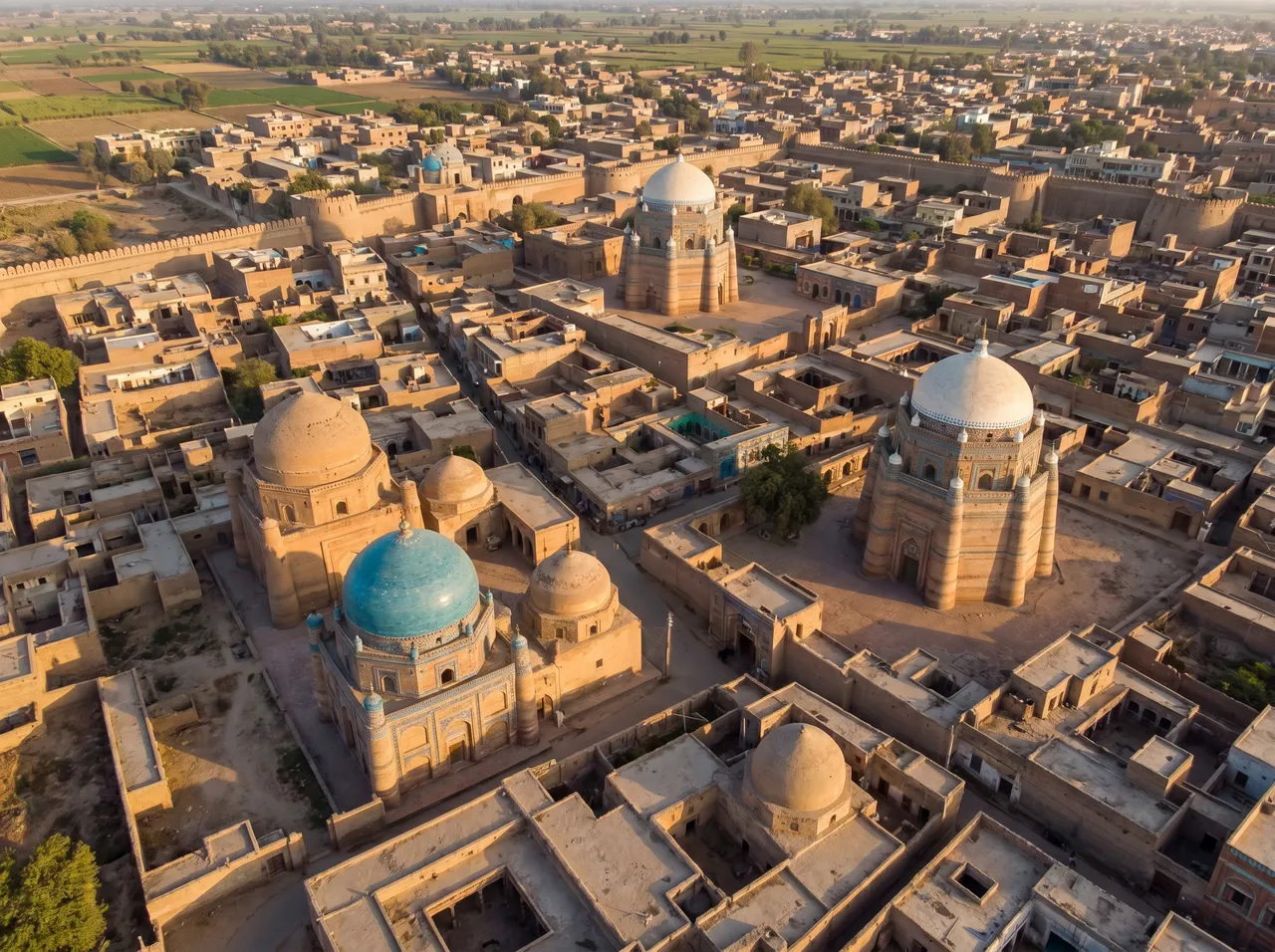MacBook repair Multan · aerial view of historic Multan in southern Punjab · insured mail-in service to AppleForce Lahore